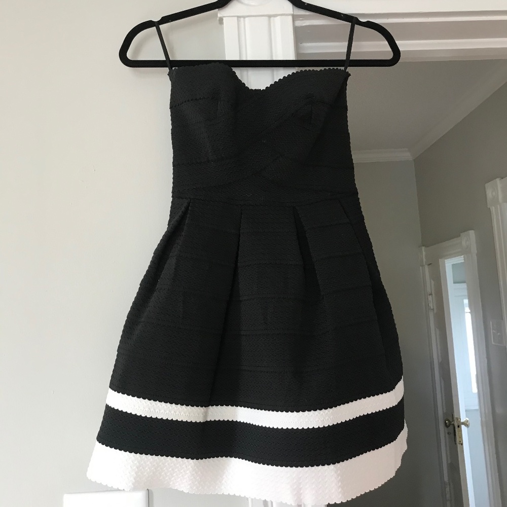 Strapless Black & White Mini Dress